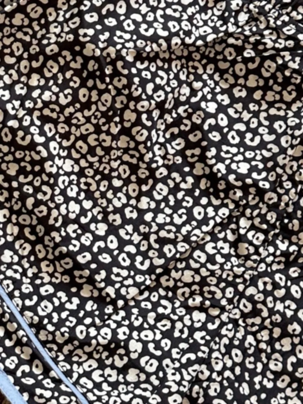 Black & White Leopard Print Women's Athletic Shorts with Light Blue Trim